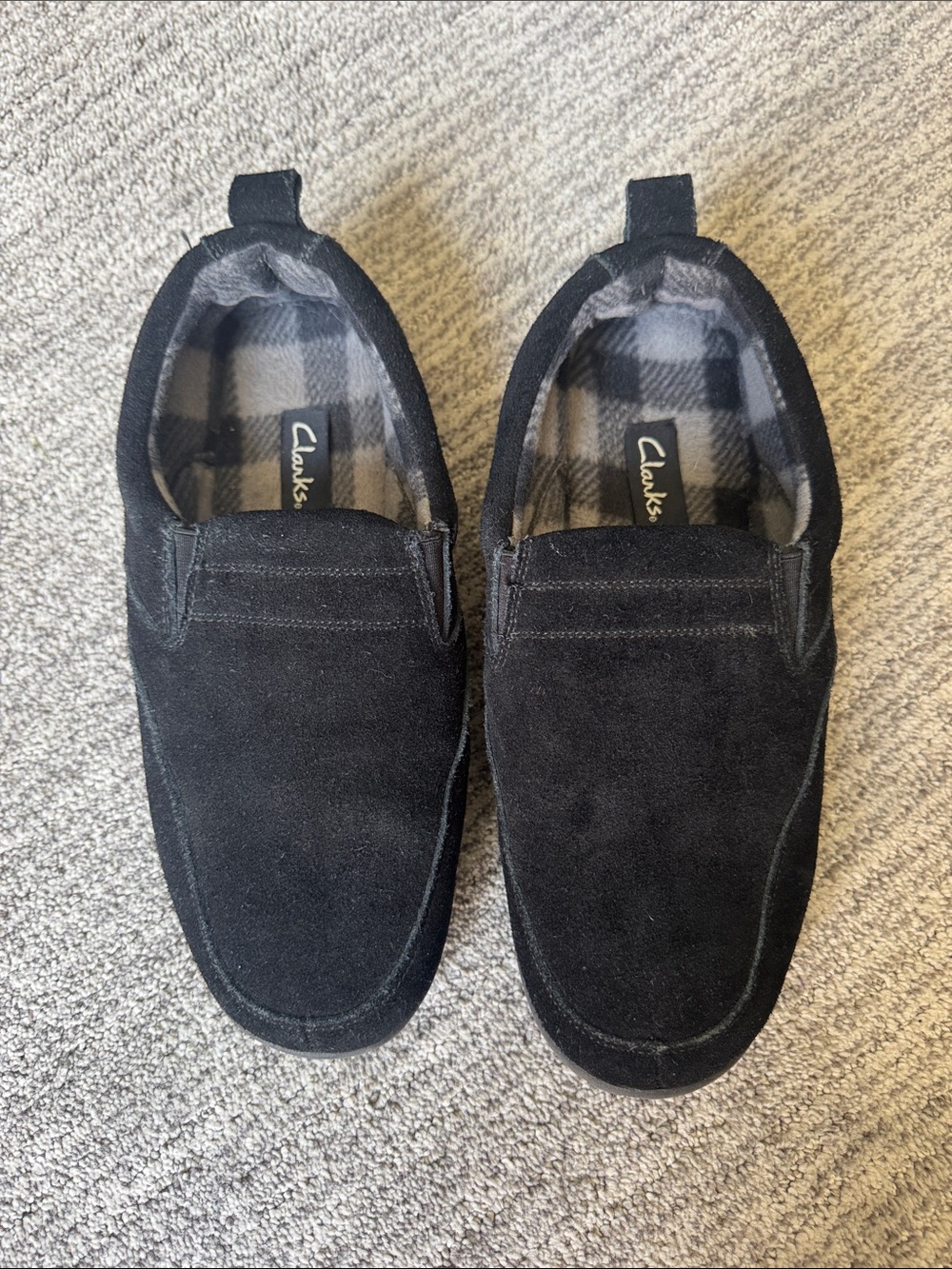 Clarks Black Suede Slip-On Loafers/Slippers for Men